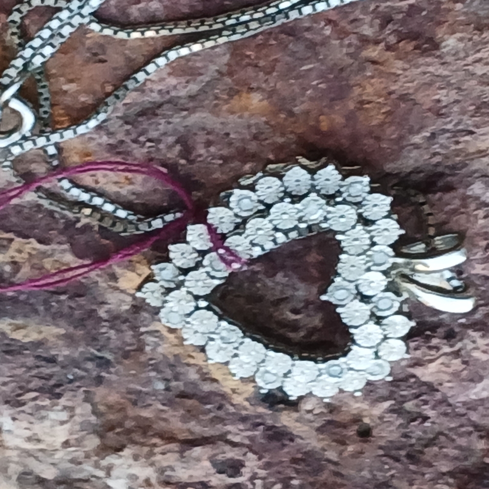 Sparkling Silver Heart Necklace with Crystal Accents